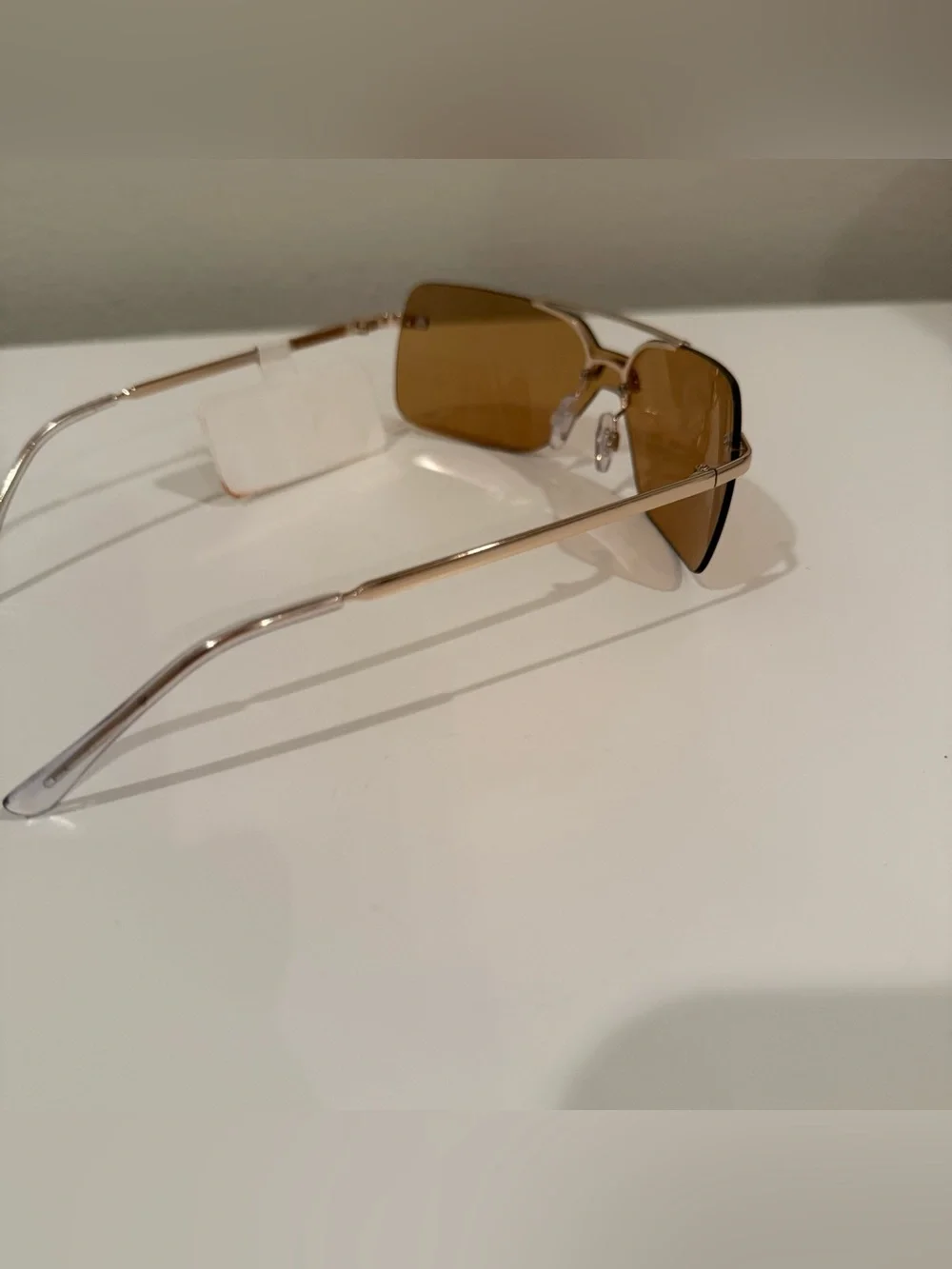 NWT Jason Wu Rimless Shield Sunglasses Amber Gold Y2K